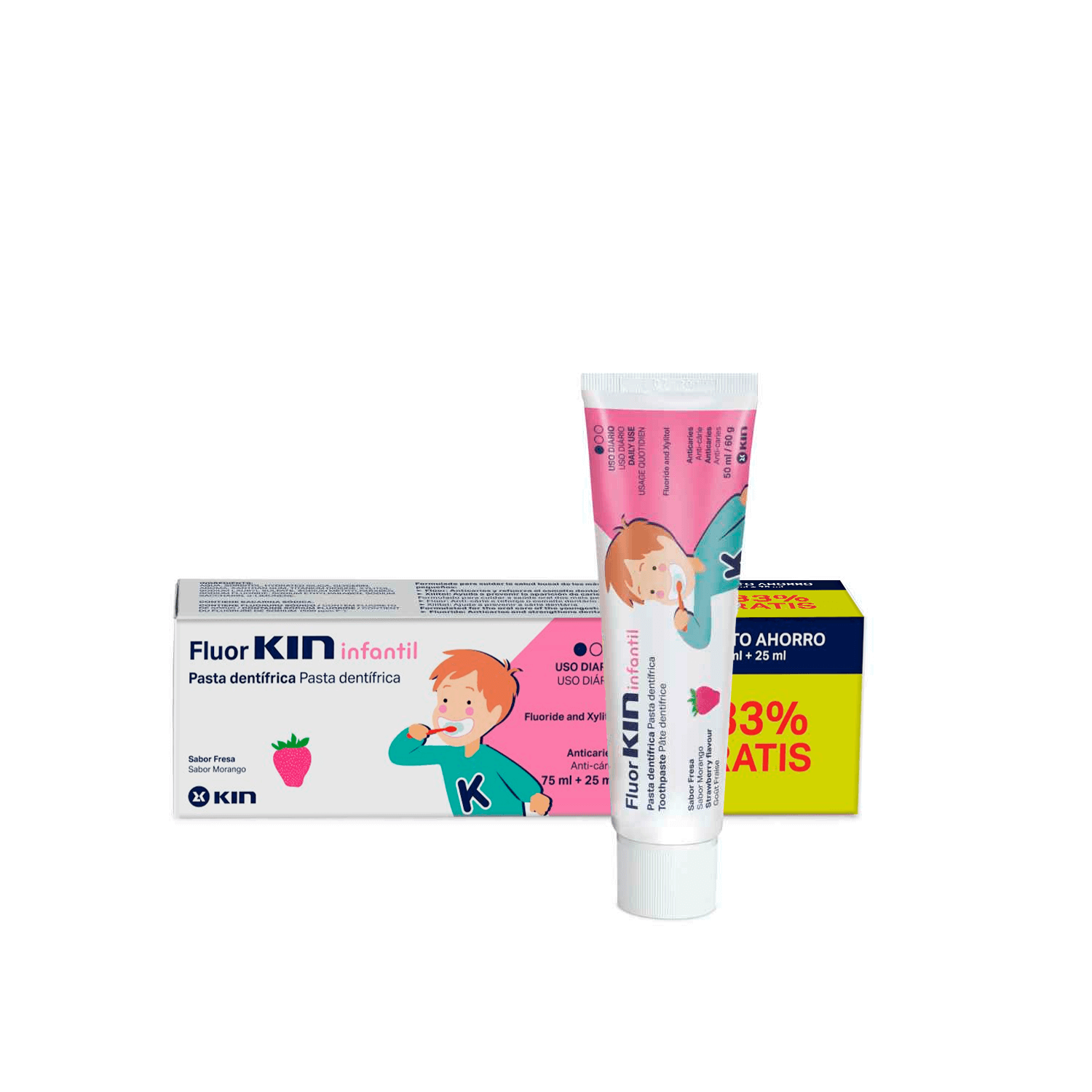 FluorKIN Infantil | Pasta Dentífrica - Enjuague Bucal - KIN