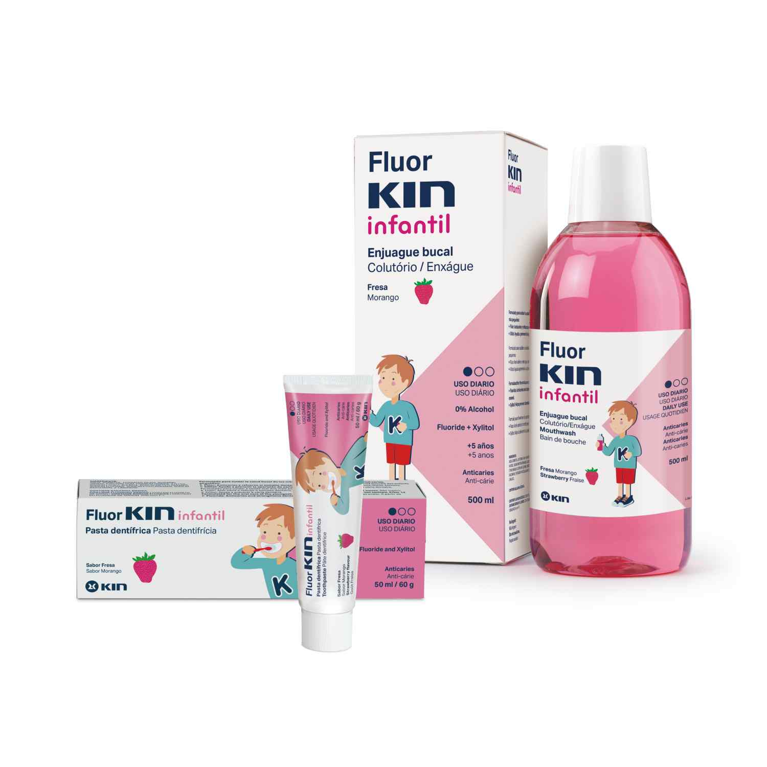 FluorKIN Infantil  Pasta Dentífrica - Enjuague Bucal - KIN